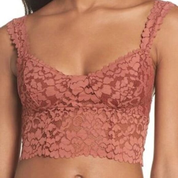 Free People Intimately Rust Dream Away Lace Longline Bralette - Picture 1 of 5